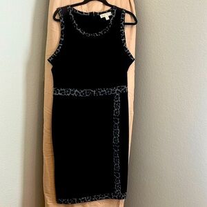 Michael Kors Sheath Dress Size Small Animal Print Trim Women's